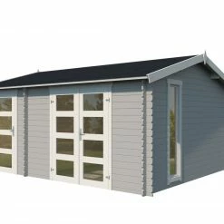 Brandneu 💯 Gartenhaus CARROZ 2 - Fichte massiv - lichtgrau - 456x360 cm 🥰 -Angebote Garten Store 9005104800 02 1600Wx1600H