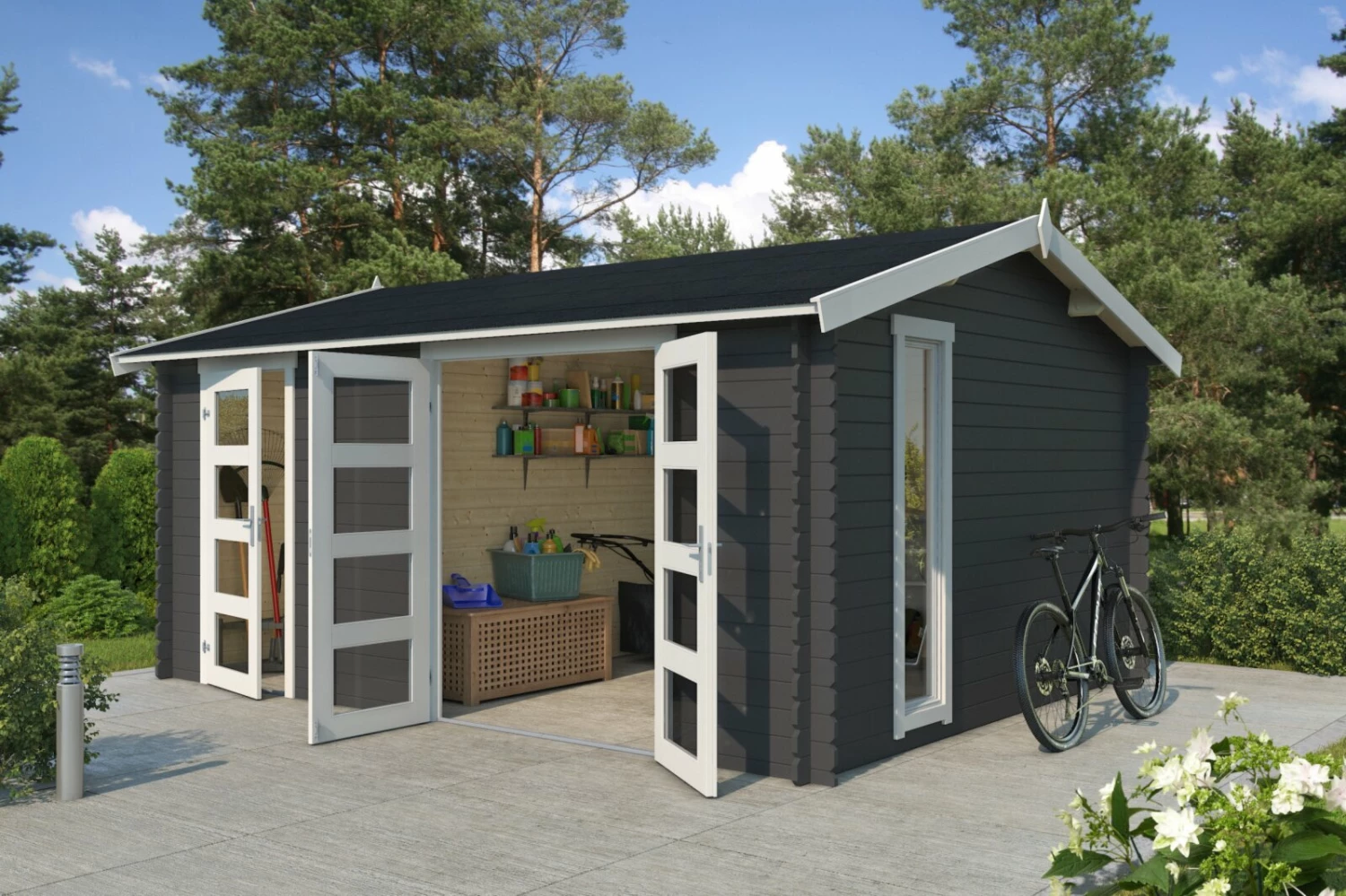 Coupon 🤩 Gartenhaus CARROZ 2 - Fichte massiv - carbongrau - 456x360 cm ⌛ 3 Coupon 🤩 Gartenhaus CARROZ 2 - Fichte massiv - carbongrau - 456x360 cm ⌛