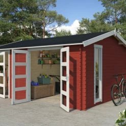 Besorgen 🤩 Gartenhaus CARROZ 2 - Fichte massiv - schwedenrot - 456x360 cm 🔔