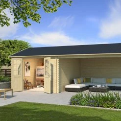 Auslauf 😍 Gartenhaus EL PASO - Fichte massiv - naturbelassen - 680x380 cm 🥰