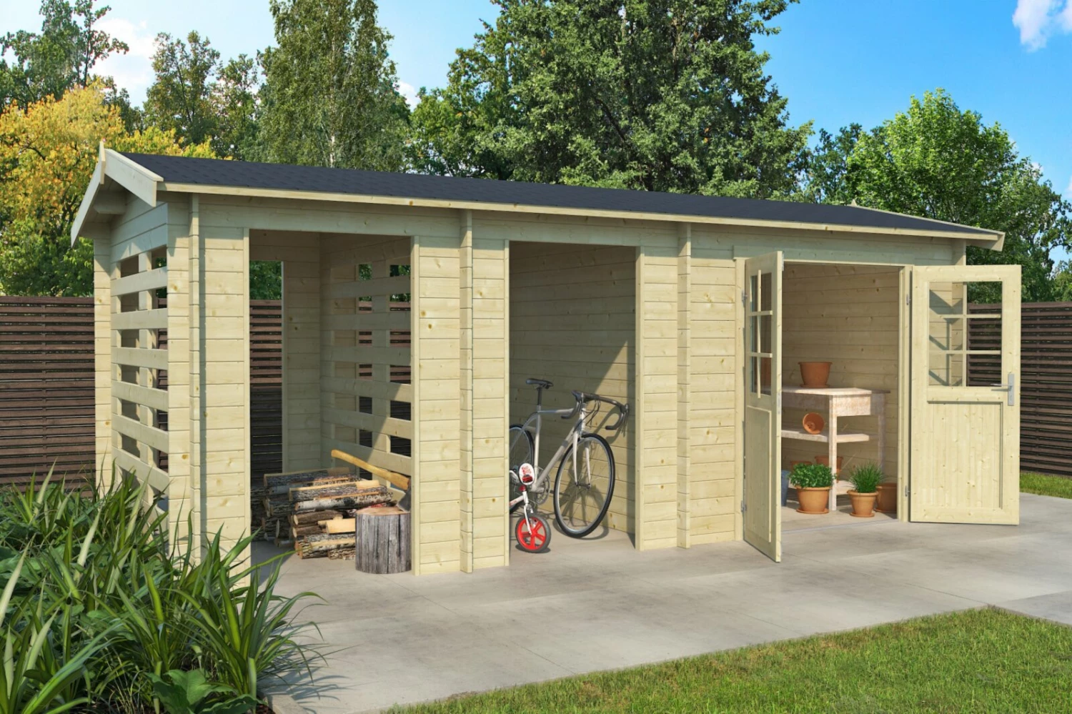 Billig 🤩 Gartenhaus HOKKAIDO 2 - natur - Fichte massiv - 550x250 cm 😍 3 Billig 🤩 Gartenhaus HOKKAIDO 2 - natur - Fichte massiv - 550x250 cm 😍