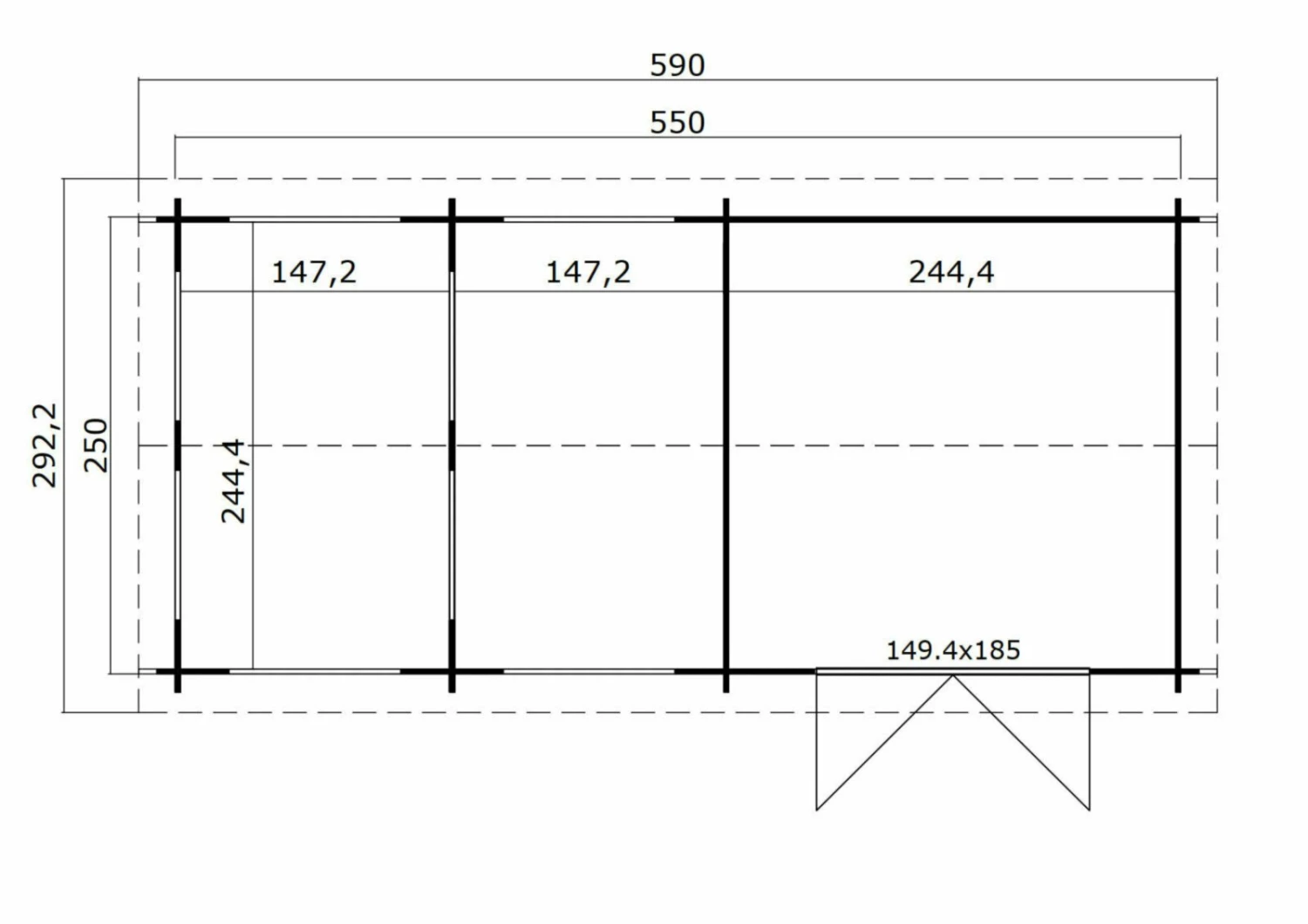 Bestes Angebot 🥰 Gartenhaus HOKKAIDO 2 - lichtgrau - Fichte massiv - 550x250 cm 😉 5 Bestes Angebot 🥰 Gartenhaus HOKKAIDO 2 - lichtgrau - Fichte massiv - 550x250 cm 😉 – Bild 3