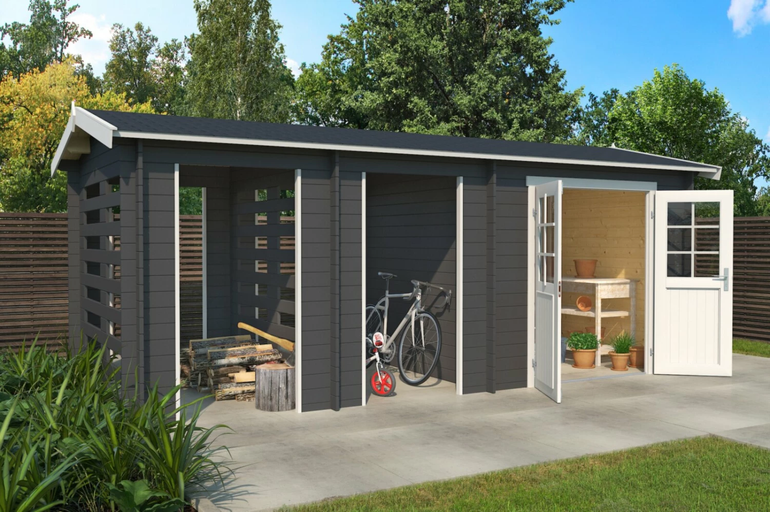 Aktion 👏 Gartenhaus HOKKAIDO 2 - carbongrau - Fichte massiv - 550x250 cm 🛒 3 Aktion 👏 Gartenhaus HOKKAIDO 2 - carbongrau - Fichte massiv - 550x250 cm 🛒