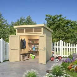 Am billigsten 🔥 Gartenhaus KIBO 1 - Fichte massiv - naturbelassen - 200x200 cm 🛒