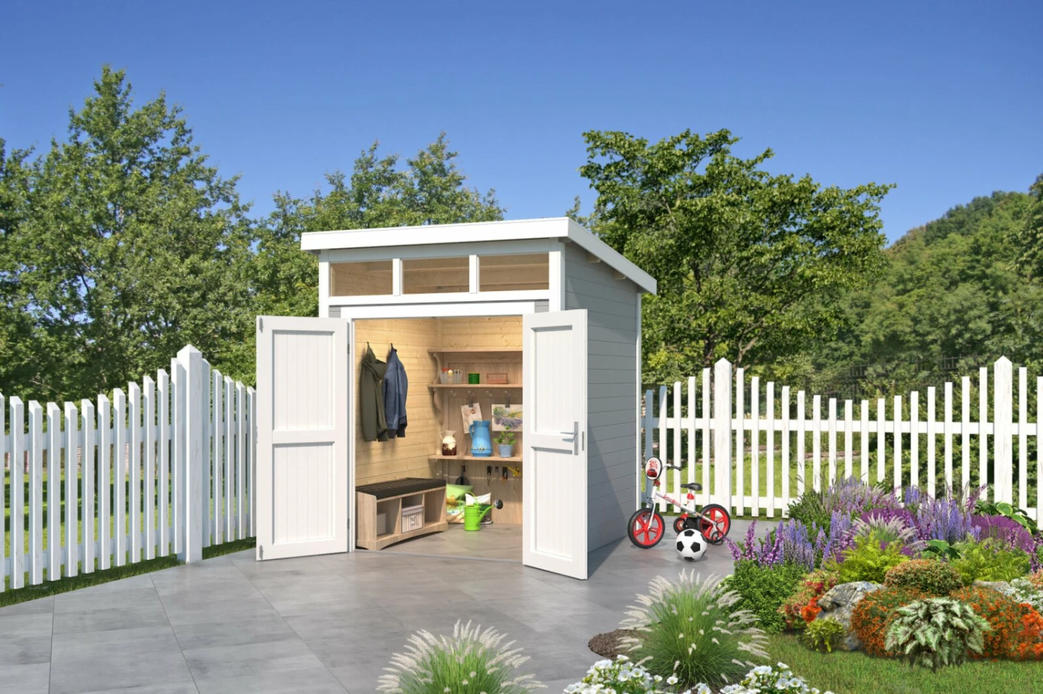 Blitzangebot ⌛ Gartenhaus KIBO 1 - lichtgrau - Fichte massiv - 200x200 cm 🥰 3 Blitzangebot ⌛ Gartenhaus KIBO 1 - lichtgrau - Fichte massiv - 200x200 cm 🥰