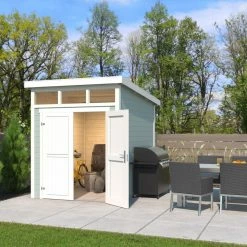 Bester Verkauf 😉 Gartenhaus KIBO 2 - gletschergrün - Fichte massiv - 200x250 cm 🎁