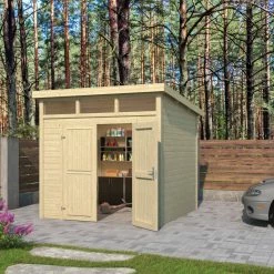 Neu ⌛ Gartenhaus KIBO 3 - Fichte massiv - naturbelassen - 250x250 cm ✨