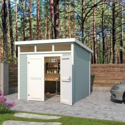 Top 10 ⭐ Gartenhaus KIBO 3 - gletschergrün - Fichte massiv - 250x250 cm ❤️