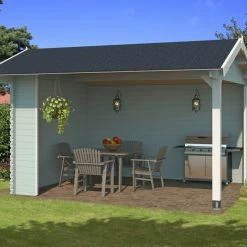 Coupon 🥰 Unterstand KIRIAN - gletschergrün - Fichte massiv - 380x300 cm 🎁