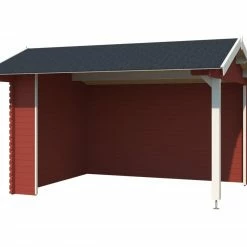 Am billigsten ✔️ Unterstand KIRIAN - schwedenrot - Fichte massiv - 380x300 cm 🤩 -Angebote Garten Store 9005110100 03 1600Wx1600H