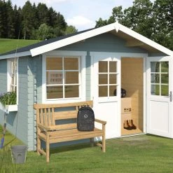 Budget 👍 Gartenhaus LOLA 1 - gletschergrün - Fichte massiv - 300x300 cm ✔️