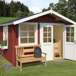 Bester Verkauf ⌛ Gartenhaus LOLA 1 - schwedenrot - Fichte massiv - 300x300 cm ✨