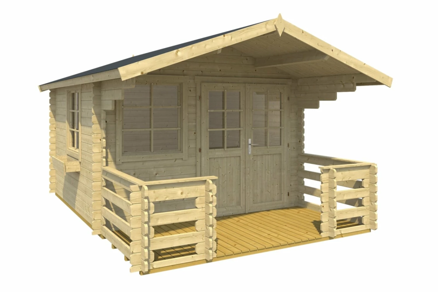 Auslauf 😍 Gartenhaus LOLA 2 - Fichte massiv - natur - mit Terrasse und Geländer - 300x300 cm 🌟 4 Auslauf 😍 Gartenhaus LOLA 2 - Fichte massiv - natur - mit Terrasse und Geländer - 300x300 cm 🌟 – Bild 2