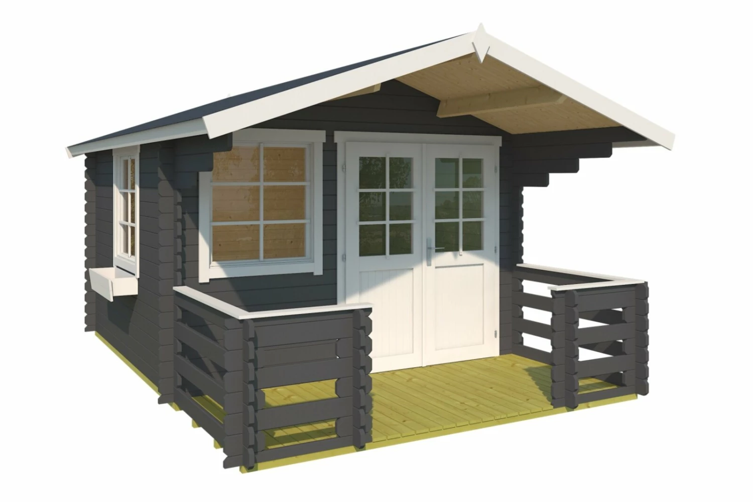 Am billigsten 🌟 Gartenhaus LOLA 2 - carbongrau - mit Terrasse und Geländer - 300x300 cm 🌟 4 Am billigsten 🌟 Gartenhaus LOLA 2 - carbongrau - mit Terrasse und Geländer - 300x300 cm 🌟 – Bild 2