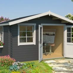 Besorgen ⭐ Gartenhaus LUNA 1 - carbongrau - Fichte massiv - 360x360 cm 👏