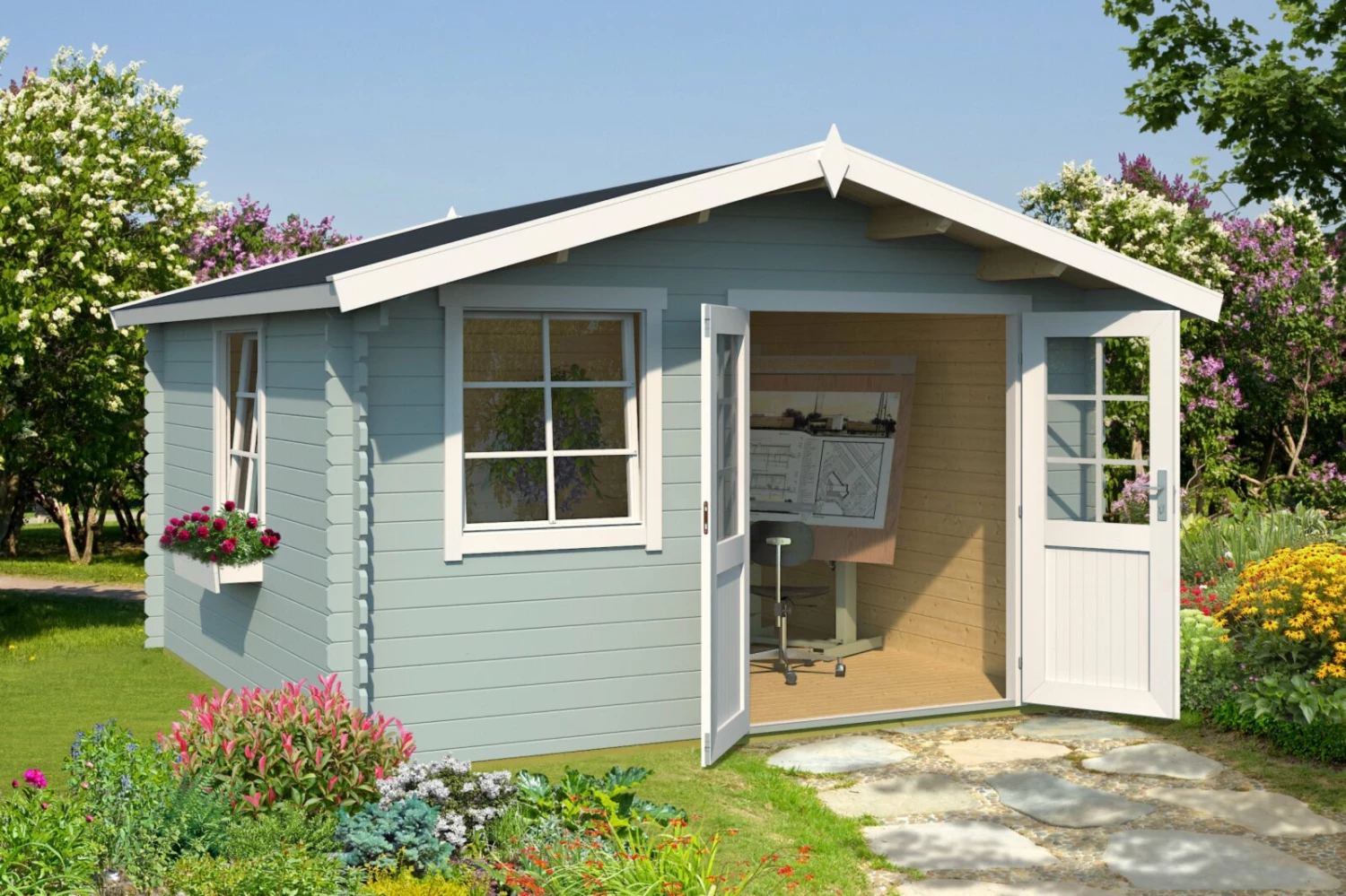 Bestes Angebot 😀 Gartenhaus LUNA 1 - gletschergrün - Fichte massiv - 360x360 cm 🎁 3 Bestes Angebot 😀 Gartenhaus LUNA 1 - gletschergrün - Fichte massiv - 360x360 cm 🎁