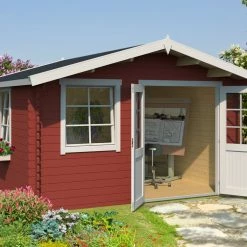 Bestpreis ✔️ Gartenhaus LUNA 1 - schwedenrot - Fichte massiv - 360x360 cm 🧨