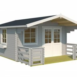 Bestes Angebot 🔔 Gartenhaus LUNA 2 - lichtgrau - mit Terrasse und Geländer - 360x360 cm 🤩 -Angebote Garten Store 9005112300 02 1600Wx1600H