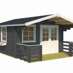 Schlussverkauf ⭐ Gartenhaus LUNA 2 - carbongrau - mit Terrasse und Geländer - 360x360 cm ✨ -Angebote Garten Store 9005112400 02 1600Wx1600H