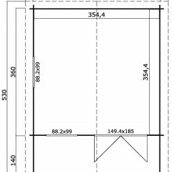 Rabatt 🔔 Gartenhaus LUNA 2 - schwedenrot - mit Terrasse und Geländer - 360x360 cm 👏 -Angebote Garten Store 9005112600 03 1600Wx1600H