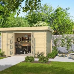 Bestes Angebot 🧨 Gartenhaus NASHVILLE - Fichte massiv - naturbelassen - 380x275 cm ✔️