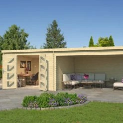 Angebote 🥰 Gartenhaus NEW ORLEANS - naturbelassen - Fichte massiv - 330x710 cm 🎁