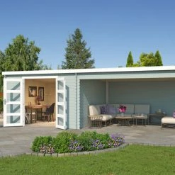 Billig 🛒 Gartenhaus NEW ORLEANS - gletschergrün - Fichte massiv - 330x710 cm 🤩