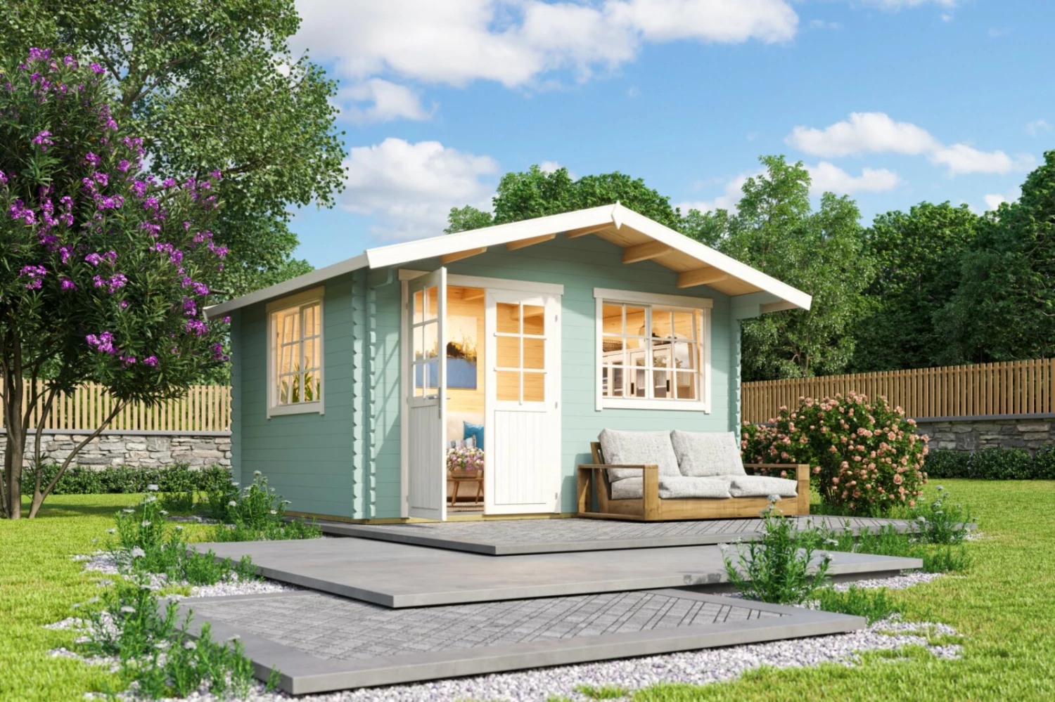 Großhandel 👍 Gartenhaus NORDERNEY 2 - gletschergrün - Fichte massiv - 390x300 cm 💯 3 Großhandel 👍 Gartenhaus NORDERNEY 2 - gletschergrün - Fichte massiv - 390x300 cm 💯