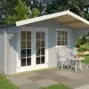 Top 10 ⭐ Gartenhaus ORLANDO 34 - lichtgrau - Fichte massiv - 380x280 cm 😉