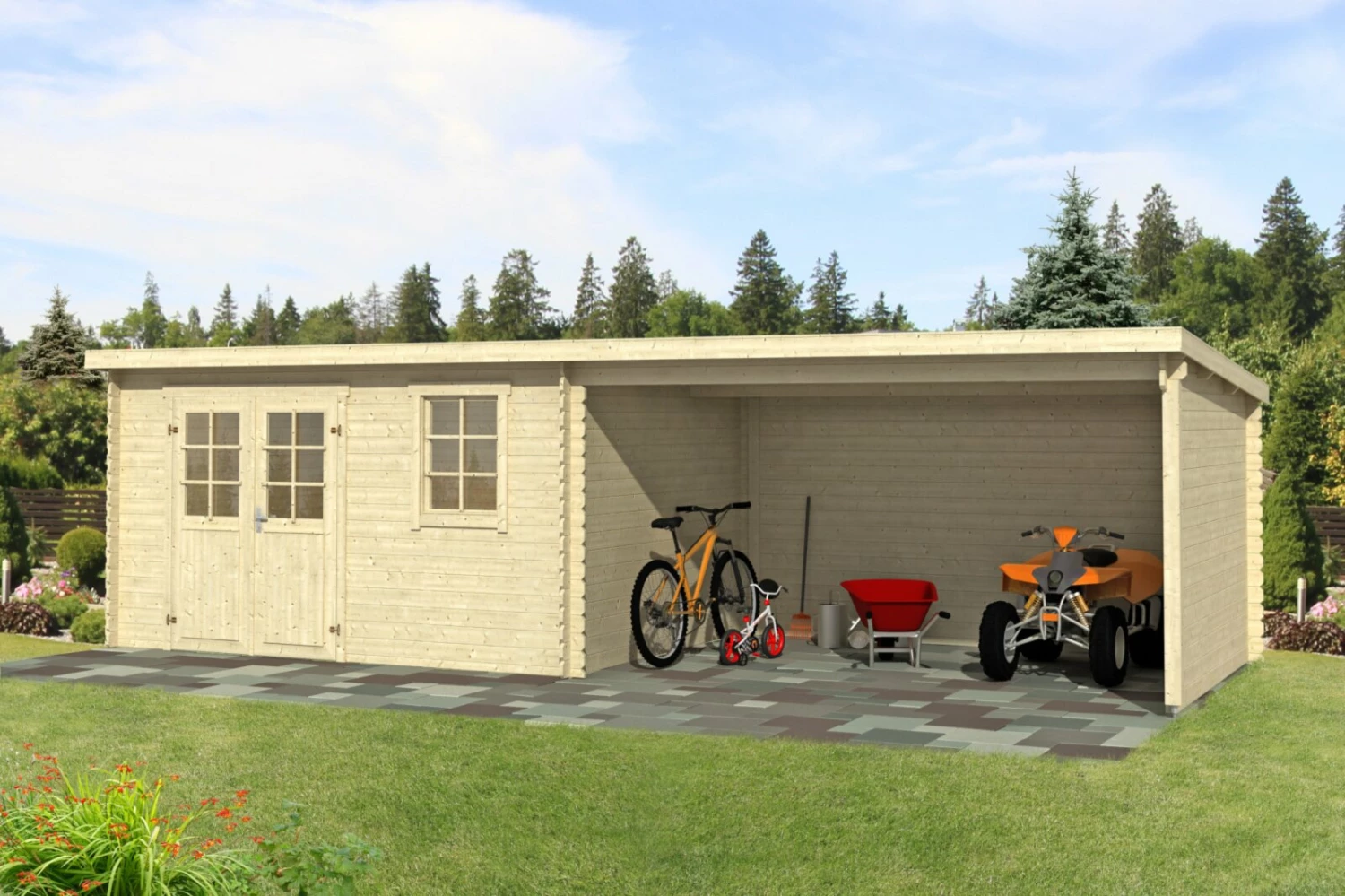 Bestes Angebot 😀 Gartenhaus RENO - naturbelassen - Fichte massiv - 760x275 cm 😉 4 Bestes Angebot 😀 Gartenhaus RENO - naturbelassen - Fichte massiv - 760x275 cm 😉 – Bild 2