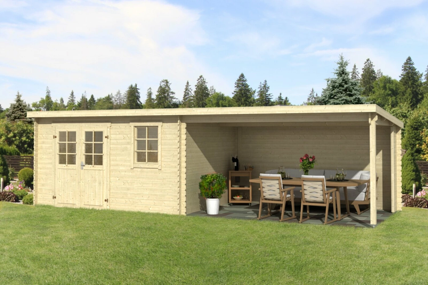 Bestes Angebot 😀 Gartenhaus RENO - naturbelassen - Fichte massiv - 760x275 cm 😉 3 Bestes Angebot 😀 Gartenhaus RENO - naturbelassen - Fichte massiv - 760x275 cm 😉