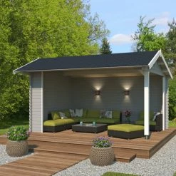 Besorgen 😍 Unterstand SAN DIEGO - lichtgrau - Fichte massiv - 425x300 cm 🎁