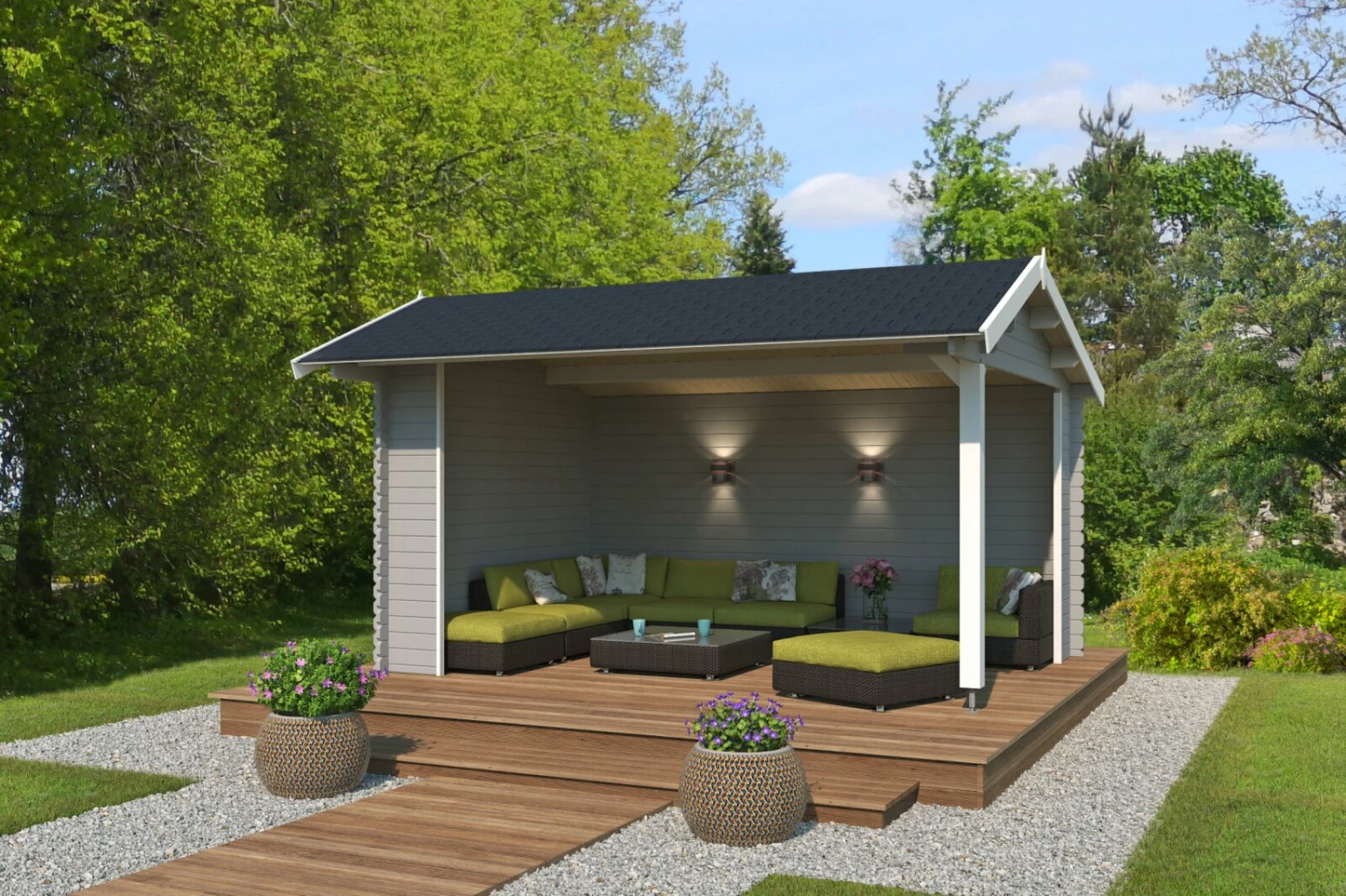 Besorgen 😍 Unterstand SAN DIEGO - lichtgrau - Fichte massiv - 425x300 cm 🎁 3 Besorgen 😍 Unterstand SAN DIEGO - lichtgrau - Fichte massiv - 425x300 cm 🎁