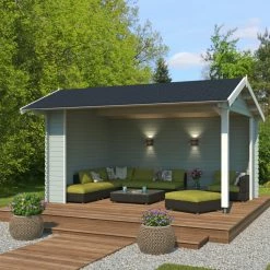 Budget 🌟 Unterstand SAN DIEGO - gletschergrün - Fichte massiv - 425x300 cm 🤩