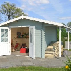 Budget 🌟 Gartenhaus TULSA - gletschergrün - Fichte massiv - 292x392 cm 🎁