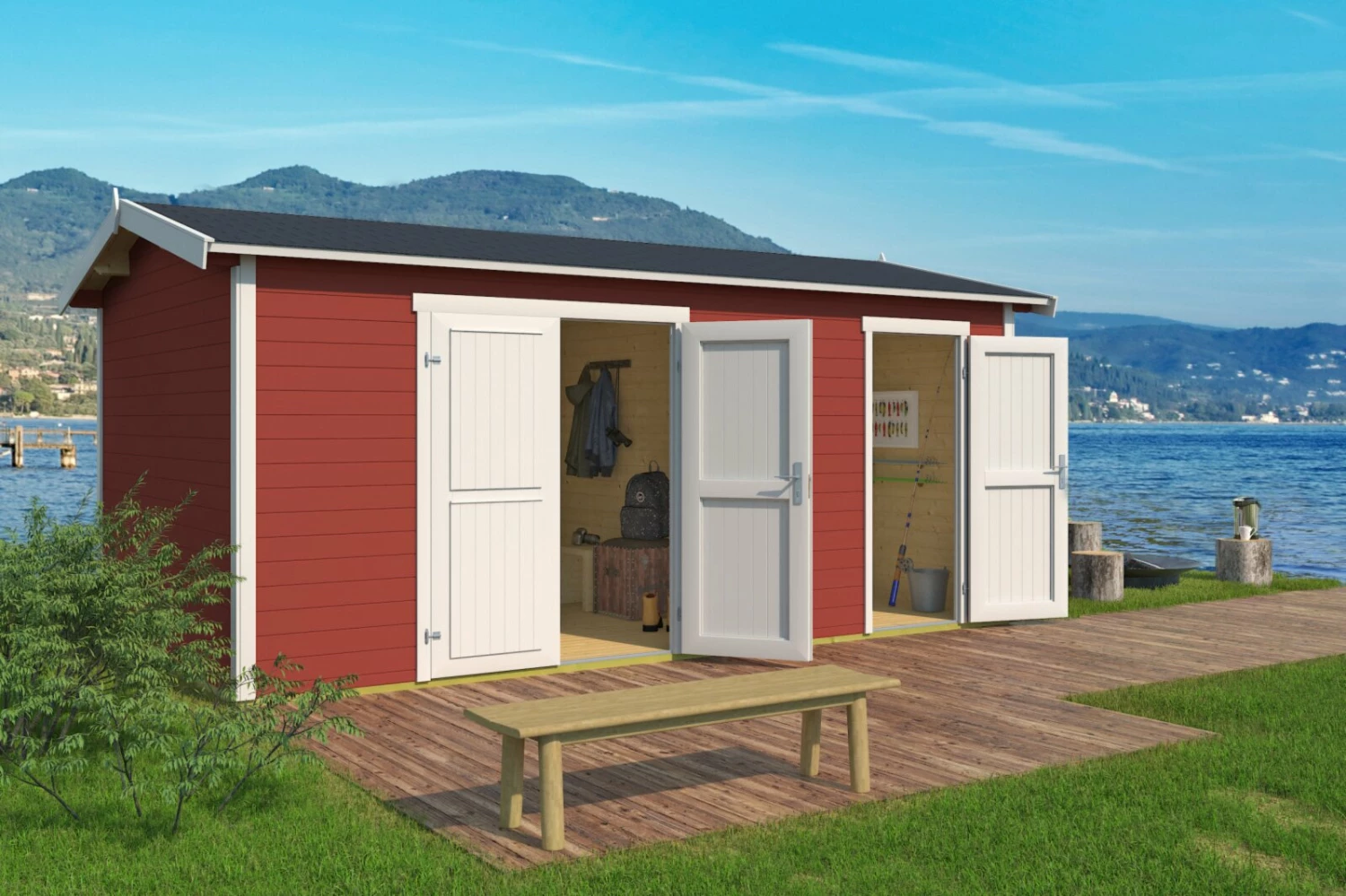 Billig 🤩 Gartenhaus TUVALU XL - schwedenrot - Fichte massiv - 500x300 cm 🤩 3 Billig 🤩 Gartenhaus TUVALU XL - schwedenrot - Fichte massiv - 500x300 cm 🤩