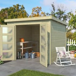 Angebote 🎉 Gartenhaus ZAMBEZI 4 - naturbelassen - Fichte massiv - 250x250 cm 😍