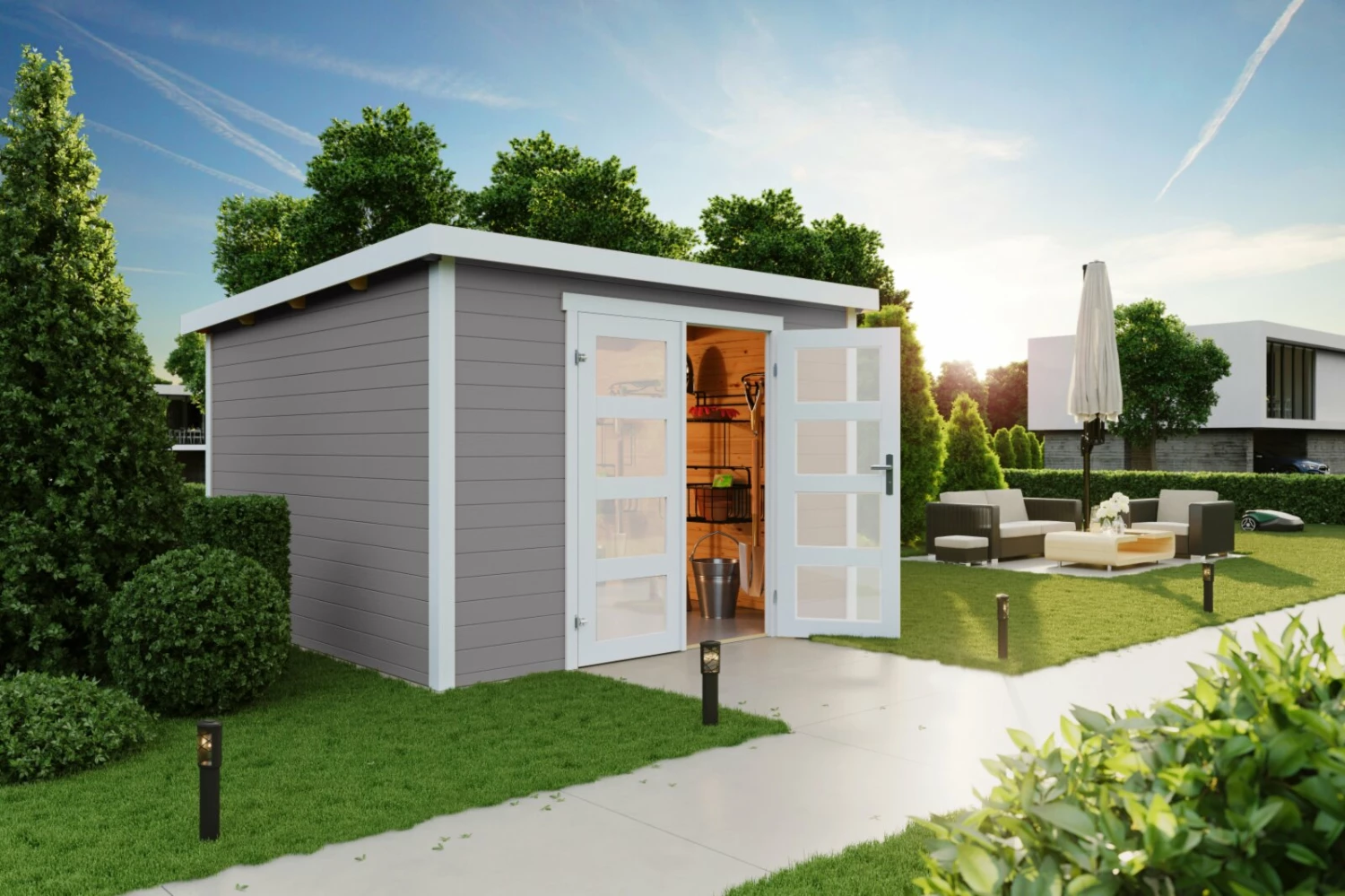 Aktion 🧨 Gartenhaus ZAMBEZI 6 - lichtgrau - Fichte massiv - 300x250 cm 🧨 3 Aktion 🧨 Gartenhaus ZAMBEZI 6 - lichtgrau - Fichte massiv - 300x250 cm 🧨