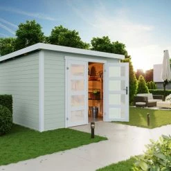 Budget 🔥 Gartenhaus ZAMBEZI 6 - gletschergrün - Fichte massiv - 300x250 cm 🌟