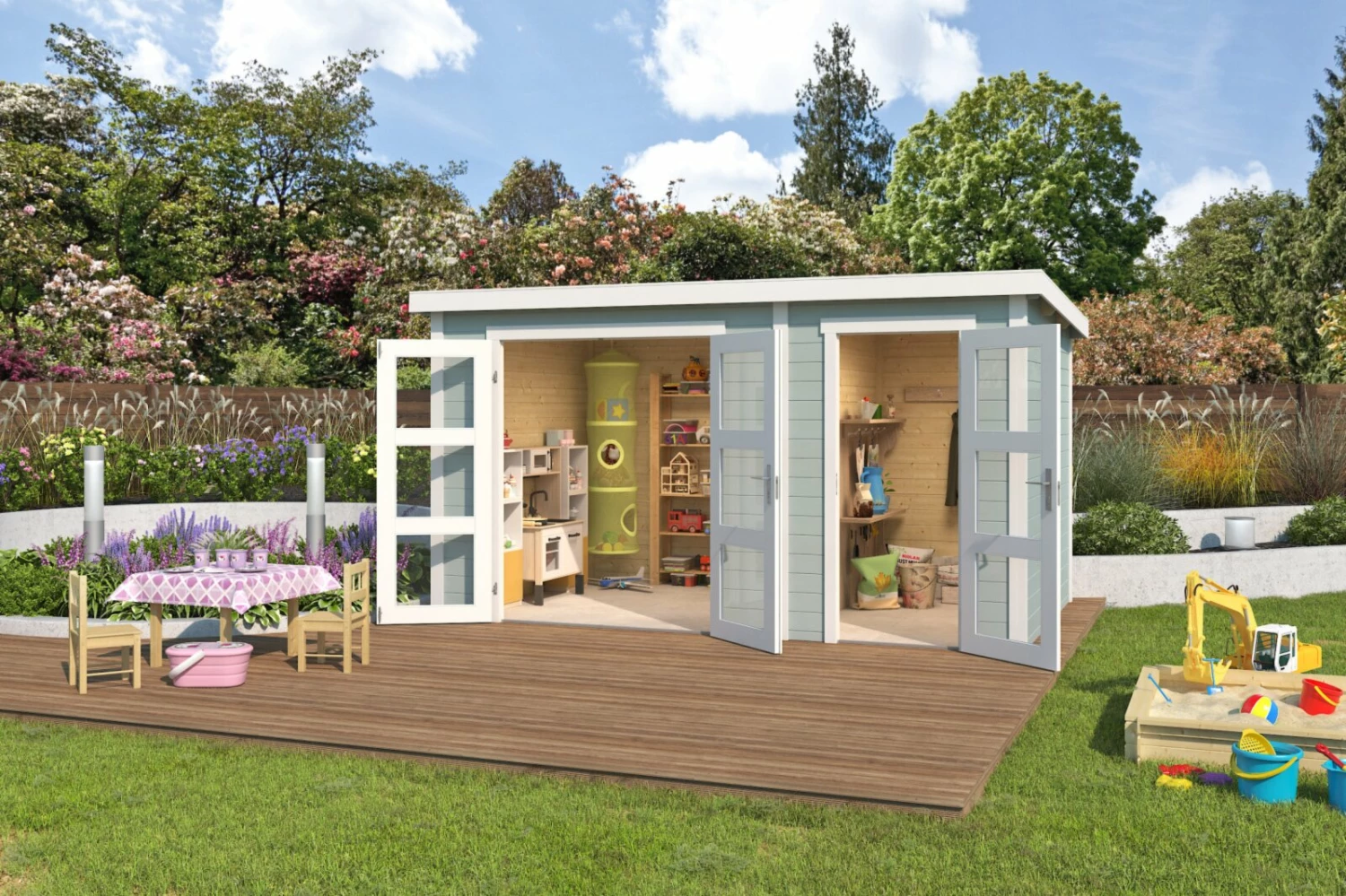 Besorgen 🧨 Gartenhaus ZAMBEZI XL - gletschergrün - Fichte massiv - 380x240 cm ❤️ 3 Besorgen 🧨 Gartenhaus ZAMBEZI XL - gletschergrün - Fichte massiv - 380x240 cm ❤️