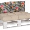 Großhandel 👍 3-teiliges Paletten-Kissen-Set - beige - Rosen auf Streifen 🧨