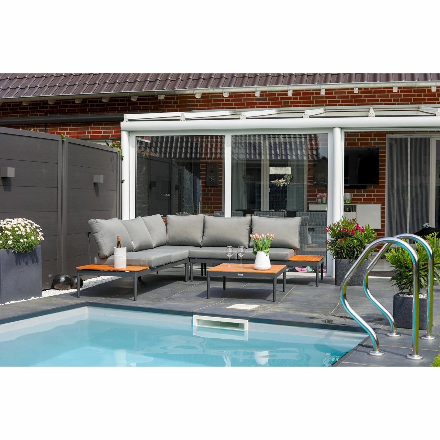 Aktion 🧨 Lounge-Gartenmöbel-Set - teakfarben-grau - Akazie massiv 🎉 7 Aktion 🧨 Lounge-Gartenmöbel-Set - teakfarben-grau - Akazie massiv 🎉 – Bild 5