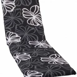 Budget 👏 Rollliegen-Auflage - schwarz-weiß - Blumen - 193x60 cm 🔥