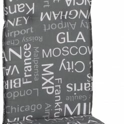 Bester Verkauf 🌟 Hochlehner-Auflage - grau - Städtenamen - 118x50 cm 💯