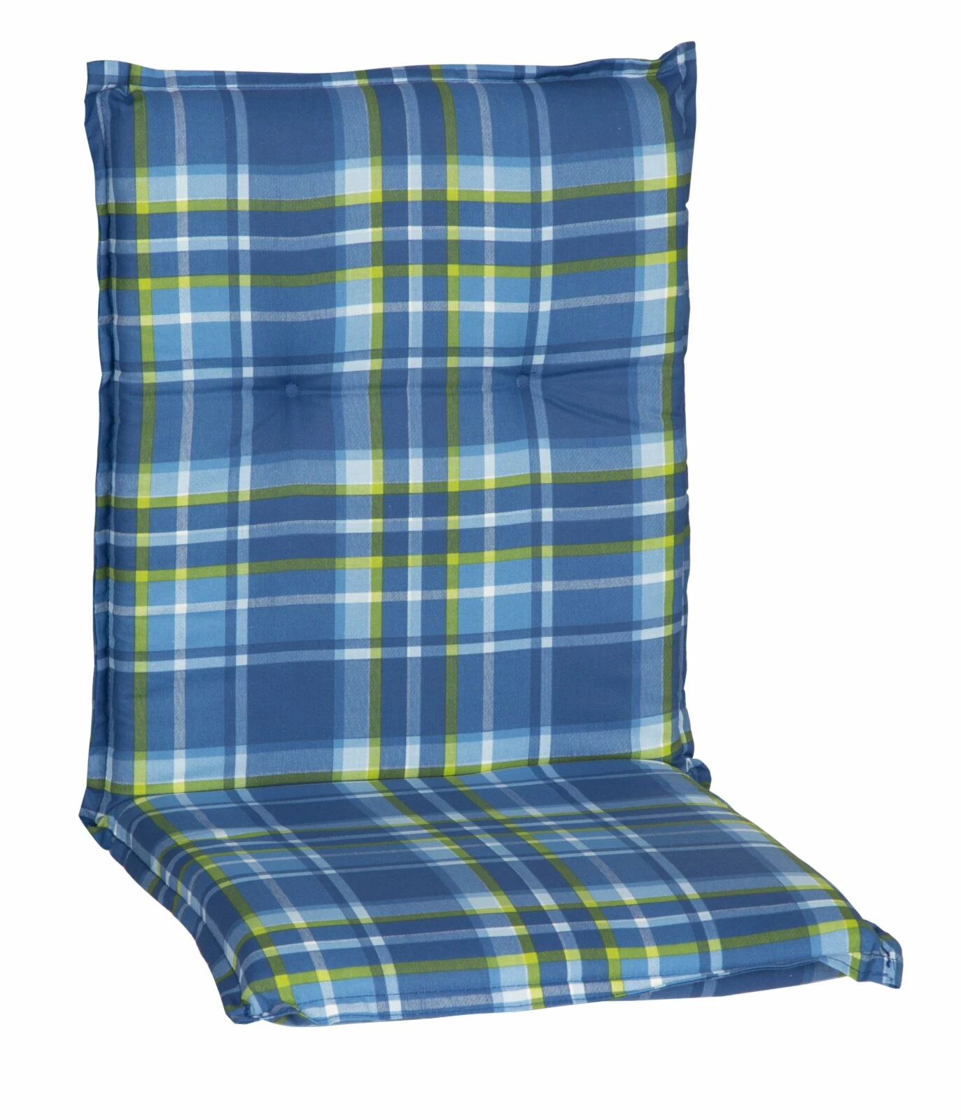 Bestpreis 😉 Niedriglehner-Auflage - blau-grün - Karo -101x50 cm ✔️ 3 Bestpreis 😉 Niedriglehner-Auflage - blau-grün - Karo -101x50 cm ✔️