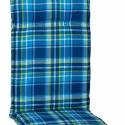 Rabatt 🤩 Hochlehner-Auflage - blau-grün - Karo - 118x50 cm ✨