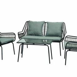 Billig ❤️ 4-teiliges Lounge-Set - anthrazit-grau - mit Kissen 🤩