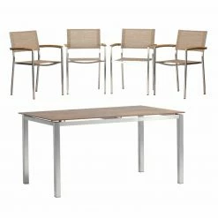 Neu 🛒 5-teiliges Gartenmöbel-Set - silber-sand - 150x90 cm 😍