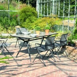 Bestpreis 🤩 5-teilige Tischgruppe - anthrazit-carbon - Glastisch ❤️ 9 Bestpreis 🤩 5-teilige Tischgruppe - anthrazit-carbon - Glastisch ❤️ -Angebote Garten Store 9005146800 04 1600Wx1600H