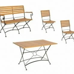 Coupon 👍 4-teilige Sitzgruppe - Akazie-schwarz - mit Bank 😉